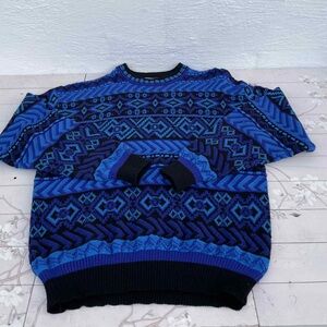 Men's Geometric Blue Sweater